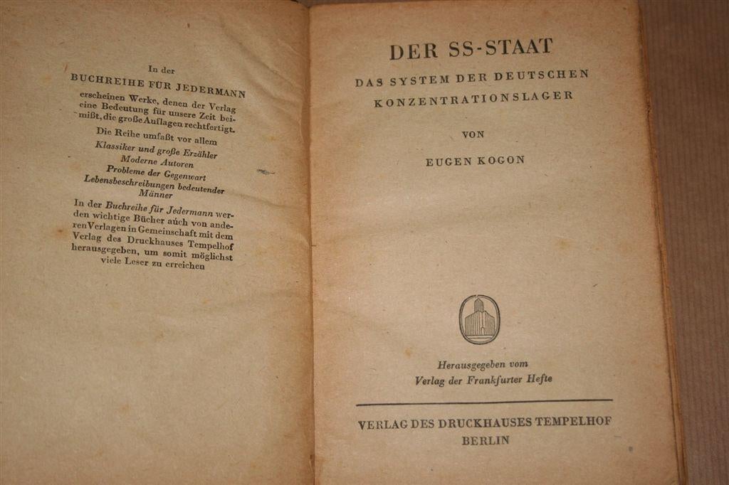 De SS-staat. Duitse concentratiekampen. 1947. Eugen Kogon., Ophalen of Verzenden, Tweede Wereldoorlog, Gelezen, Overige onderwerpen