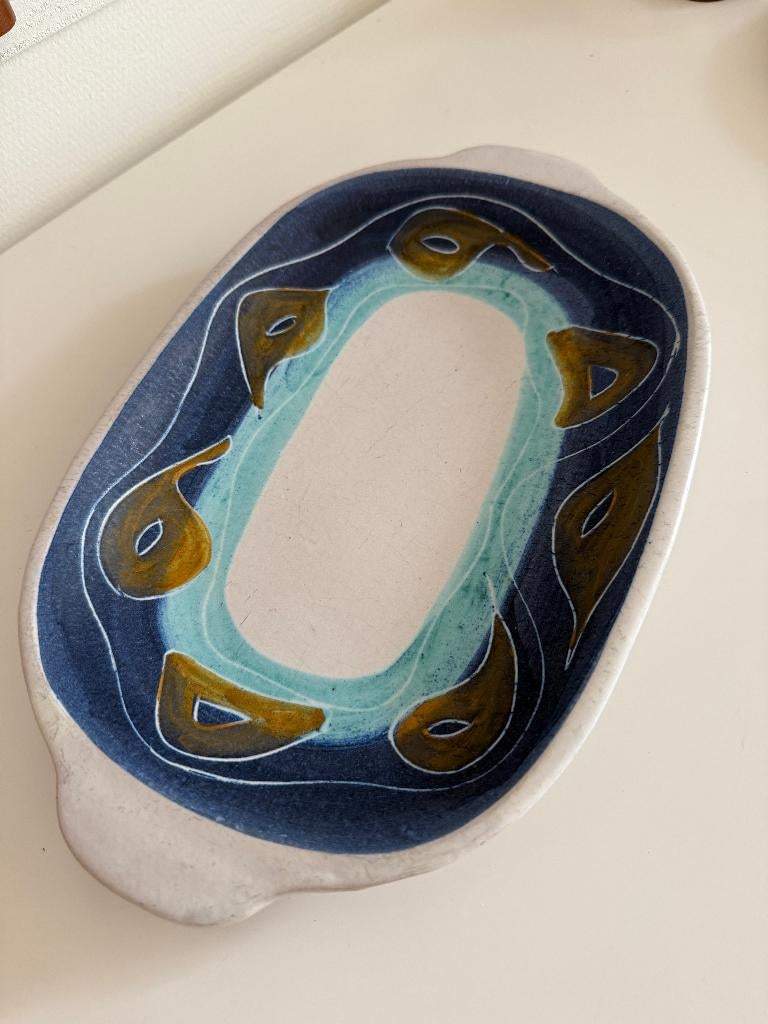 Vintage Höganäs keramische schaal Zweeds studioaardewerk, Gebruikt, Ophalen of Verzenden, Schaal of Schalen, Overige stijlen