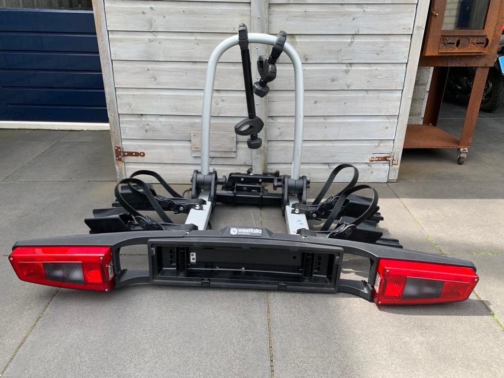 Westfalia fietsendrager inklapbaar en kantelbaar, met tas, Ophalen, Elektrische fiets, Zo goed als nieuw, 2 fietsen