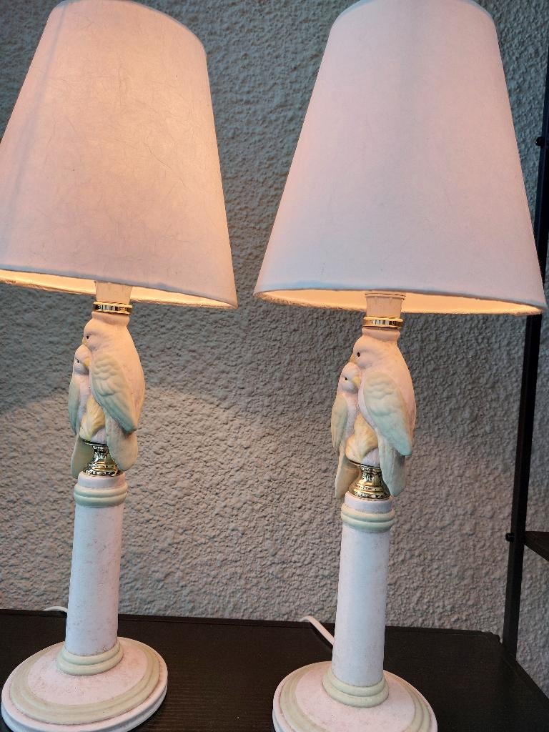 Hollywood regency lamp papegaai 2x, Ophalen of Verzenden, Gebruikt, Vintage, Minder dan 50 cm