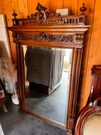 Antieke Franse spiegel met prachtig houtsnijwerk., Antiek en Kunst, Antiek | Spiegels, Ophalen, Rechthoekig, 100 tot 150 cm, 100 tot 150 cm