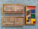 2 doosjes met houteblokjes en 1 doosje met mozaiek, Ophalen of Verzenden, Gebruikt, Overige typen