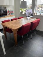 Rustieke eetkamertafel met 6 moderne stoelen, Huis en Inrichting, Ophalen, Gebruikt, Rustiek modern, 200 cm of meer