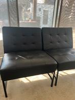 2x Zwarte leren fauteuils Loods 5 – zeer goede staat, Huis en Inrichting, Fauteuils, Ophalen, Zo goed als nieuw, 50 tot 75 cm