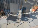 2  aluminium frame Textileen bekleding  tuinstoelen+ kussens, Ophalen, Gebruikt, Aluminium, Verstelbaar