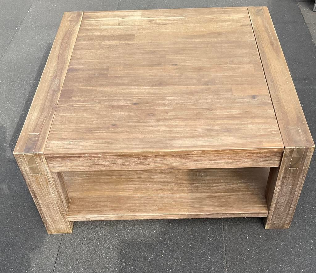 Pronto salzburg salontafel acaciahout, loungetafel vierkant, Ophalen, Gebruikt, 50 tot 100 cm, Vierkant