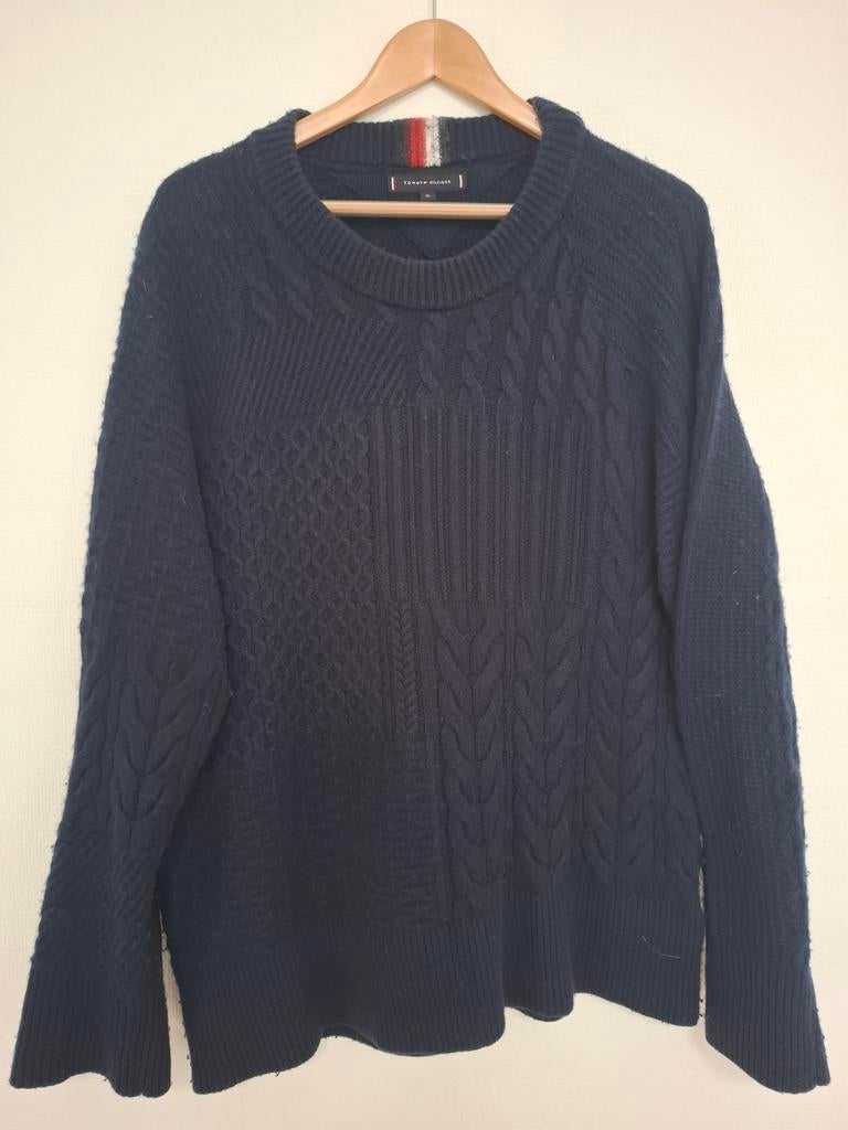 Wollen kabeltrui van Tommy Hilfiger, maat xl, in donkerblauw, Kleding | Heren, Truien en Vesten, Blauw, Tommy Hilfiger, Maat 56/58 (XL)