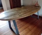 Industriële ovale eettafel met metalen onderstel, 100 tot 150 cm, 200 cm of meer, Zo goed als nieuw, Vijf personen of meer