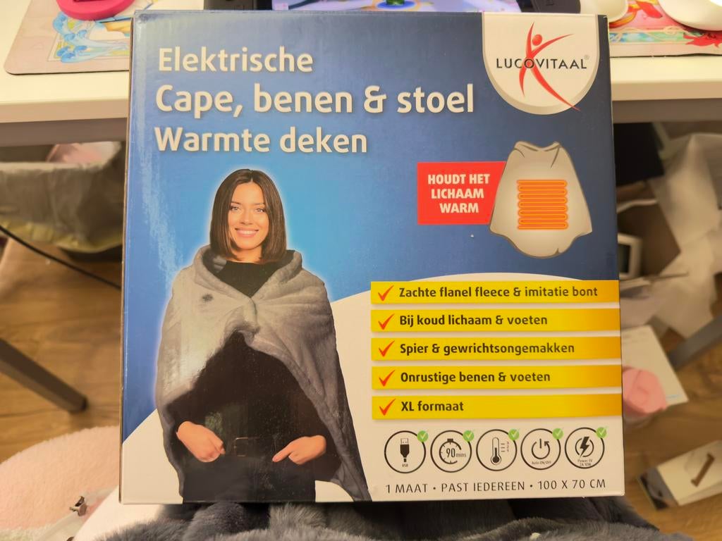 Elektrische Cape, benen & stoel warmte deken Lucovitaal, Ophalen, Zo goed als nieuw