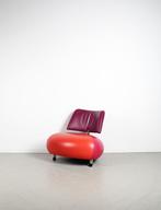 1x Leolux Pallone Fauteuil Rood/Paars Leer – Chroom, Niet ingevuld, Niet ingevuld, Ophalen of Verzenden, Zo goed als nieuw