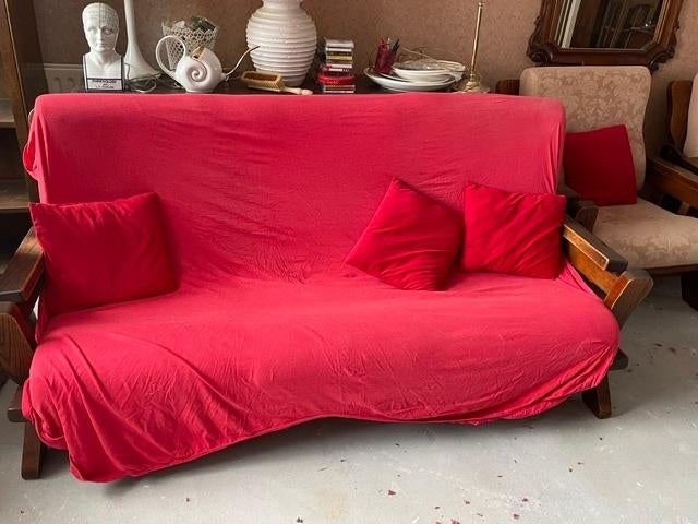 Bankstel en fauteuils, Huis en Inrichting, Banken | Bankstellen, Ophalen, Gebruikt, Driepersoons, 75 tot 100 cm