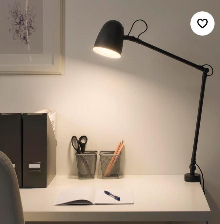 IKEA Skurup zwarte bureaulamp, Huis en Inrichting, Lampen | Tafellampen, Zo goed als nieuw, 75 cm of meer, Metaal, Ophalen