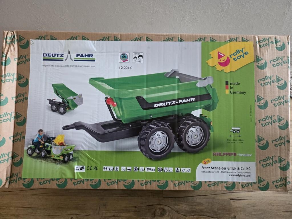Nieuwe Deutz-Fahr Halfpipe Aanhanger van Rolly Toys, Ophalen of Verzenden, Nieuw