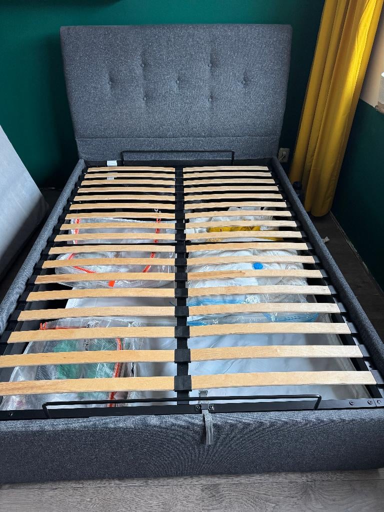 IKEA IDANÄS bed opbergruimte 140x200 donkergrijs, Huis en Inrichting, Slaapkamer | Bedden, Ophalen, Gebruikt, Tweepersoons, 140 cm