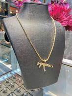 14k Gouden Koningsketting met Ak-Hanger, Nieuw, Ophalen of Verzenden, Verstelbaar, Goud