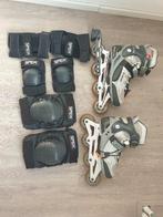 Skeelers (maat 40) met bescherming, Gebruikt, Dames, Inline skates 4 wielen, Ophalen