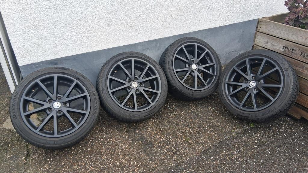 RH Alurad DE Sports Matt Zwart 17 inch velgen, Auto-onderdelen, Ophalen, Gebruikt