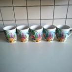 5 mokken tropical met kolibries, Huis en Inrichting, Ophalen of Verzenden, Zo goed als nieuw, Overige stijlen, Kop(pen) en/of Schotel(s)