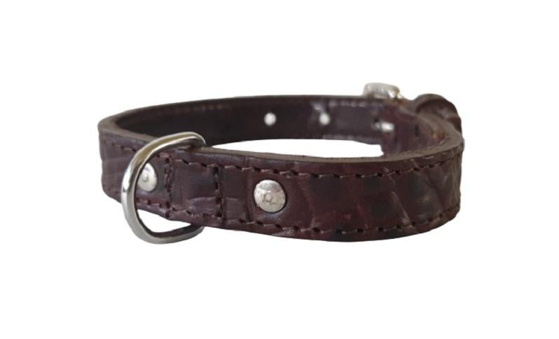 ALOKÉ Lederen Halsband Croco S Nekomtrek 24,5-30 cm KOOPJE!, Dieren en Toebehoren, Hondenhalsbanden en Penningen, Ophalen of Verzenden