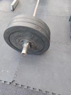 Olympische halterstang met 6x10kg bumperplates, Ophalen, Gebruikt, Benen, Halterset