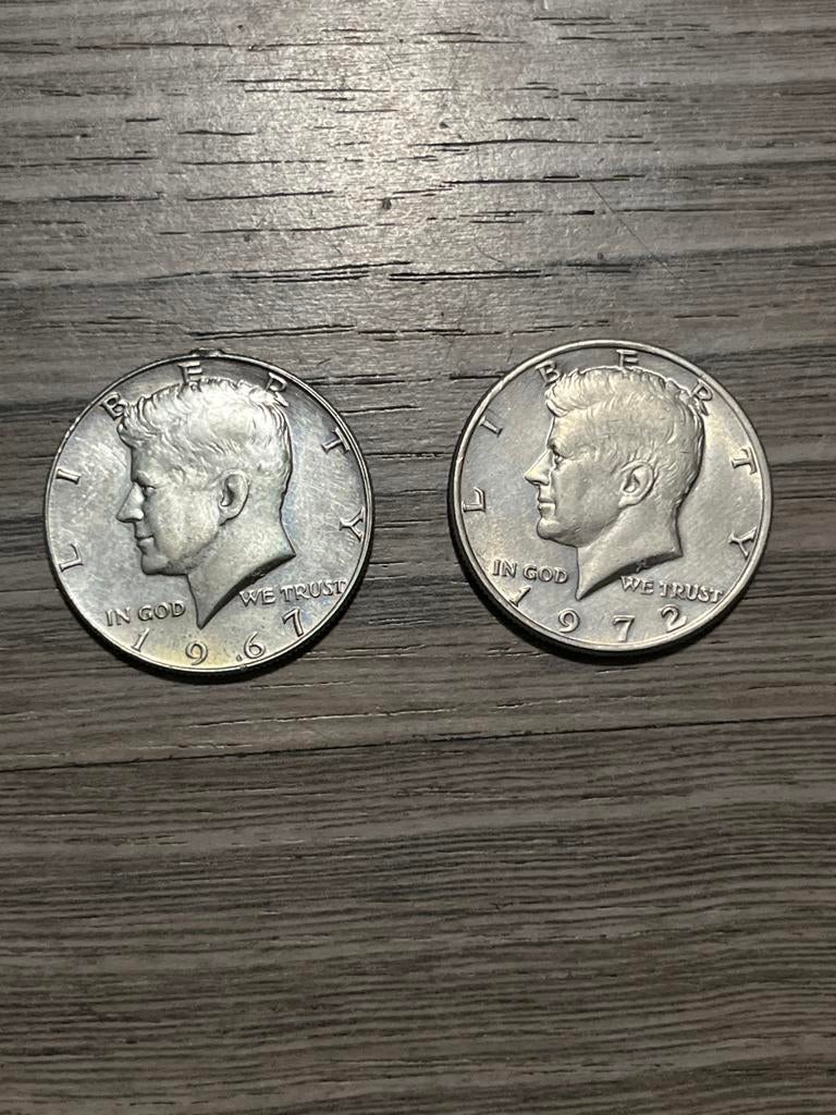 Munten Kennedy Half Dollar Munten 1967 & 1972, Postzegels en Munten, Munten | Amerika, Ophalen of Verzenden, Noord-Amerika, Setje