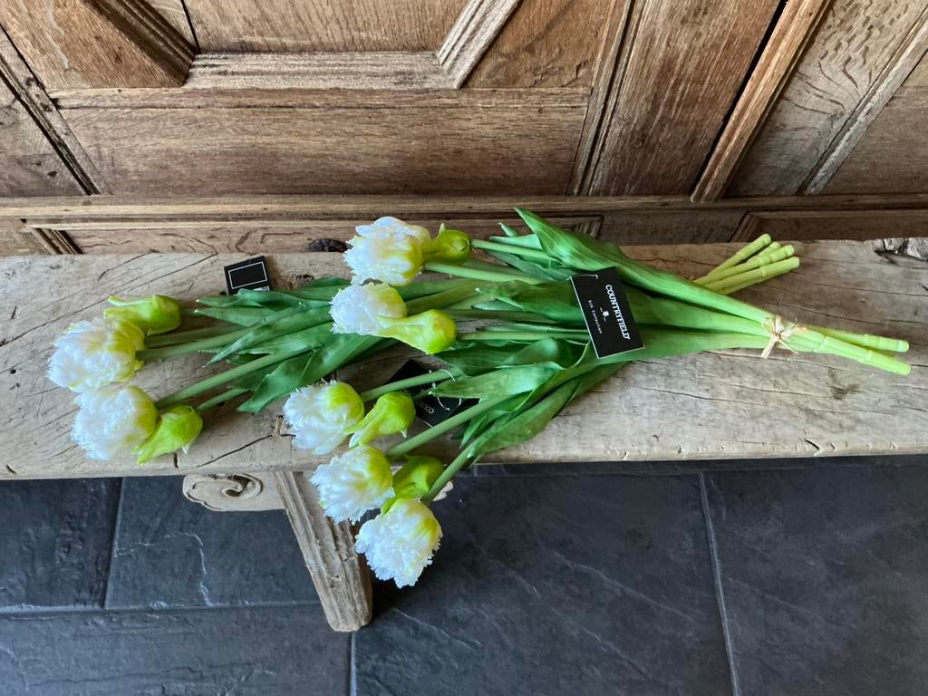AANBIEDING 3 bos witte parrot tulpen kunstbloemen, Ophalen of Verzenden, Nieuw