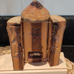 Handgesneden houten kerststal - Uniek en rustiek, Antiek en Kunst, Ophalen of Verzenden