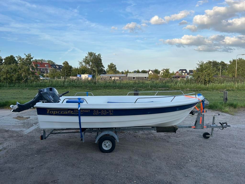 Tekoop Topcraft 430 sport met 15pk Yamaha incl trailer, Watersport en Boten, 10 tot 30 pk, Gebruikt, *, *
