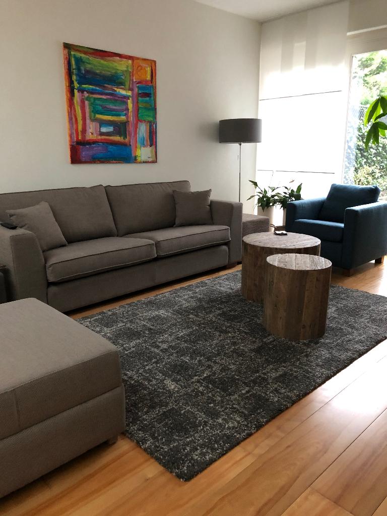 Mooie 3 zits bank en hocker Olav, Huis en Inrichting, Banken | Bankstellen, Ophalen, Driepersoons, 75 tot 100 cm, Zo goed als nieuw
