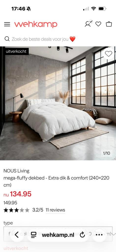 Dekbed 240x220 - NOUS Living Fluffy Dream, Wit, Tweepersoons, Ophalen of Verzenden, Deken of Dekbed