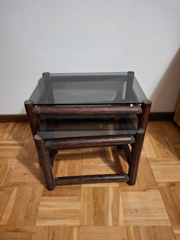 2 manou tafeltjes, Ophalen of Verzenden, Zo goed als nieuw, Rechthoekig, Overige materialen