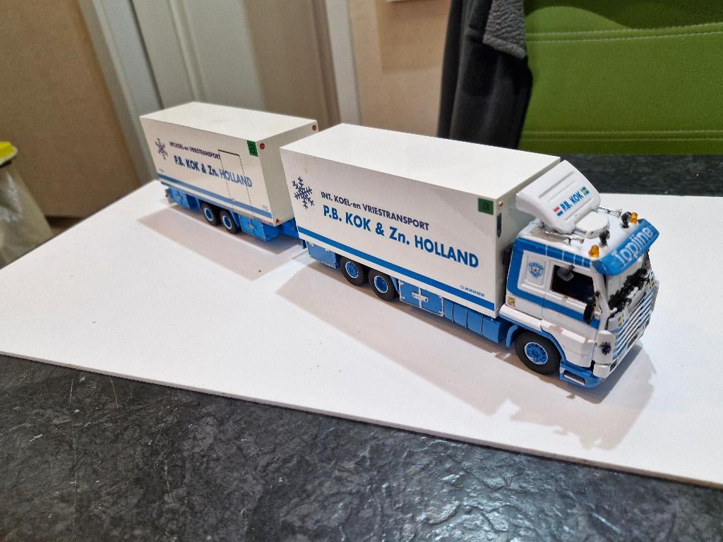 Tekno scania 143 p b Kok, Hobby en Vrije tijd, Ophalen of Verzenden, Zo goed als nieuw, Bus of Vrachtwagen, Tekno