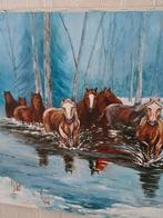 Prachtig schilderij van A. Havenith - Paarden in de sneeuw, Ophalen