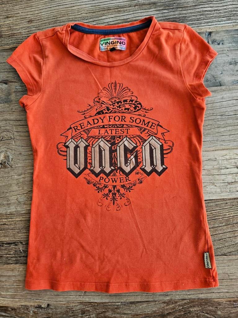 Vingino T-shirt oranje maat 116 / maat 6, Kinderen en Baby's, Kinderkleding | Maat 116, Ophalen of Verzenden, Vingino, Meisje