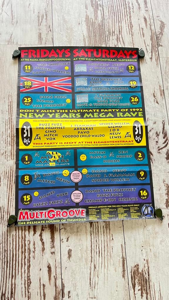 Multigroove hardcore gabber poster Thunderdome, Ophalen of Verzenden, A1 t/m A3, Film en Tv, Rechthoekig Staand