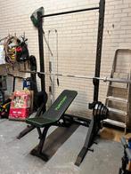 Homegym / Halfrack, 50mm gewichten, bankje en barbells!, Sport en Fitness, Fitnessmaterialen, Ophalen, Zo goed als nieuw, Rug