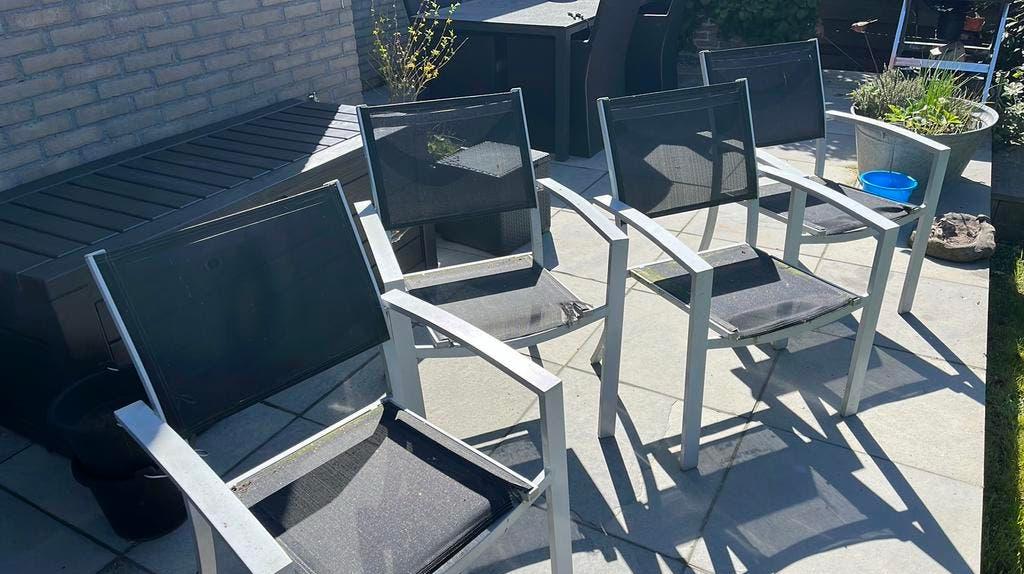 Gratis 4x tuinstoelen, Caravans en Kamperen, Ophalen of Verzenden, Gebruikt, Tot en met 4