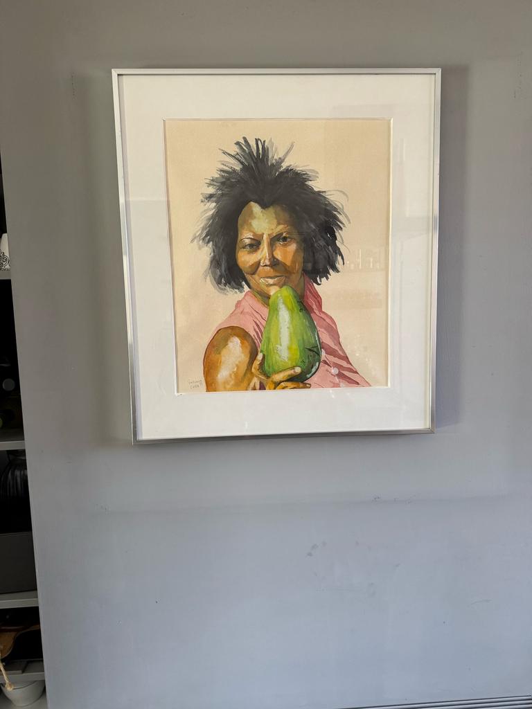 Aquarel “Cubaanse vrouw” – P. de Leeuwe (1979) – ingelijst, Ophalen of Verzenden