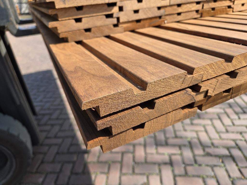 21.8 m2 Dubbel Rhombusprofiel hardhout - nr: HP60, Tuin en Terras, Palen, Balken en Planken, Ophalen, Planken, Nieuw, Hardhout