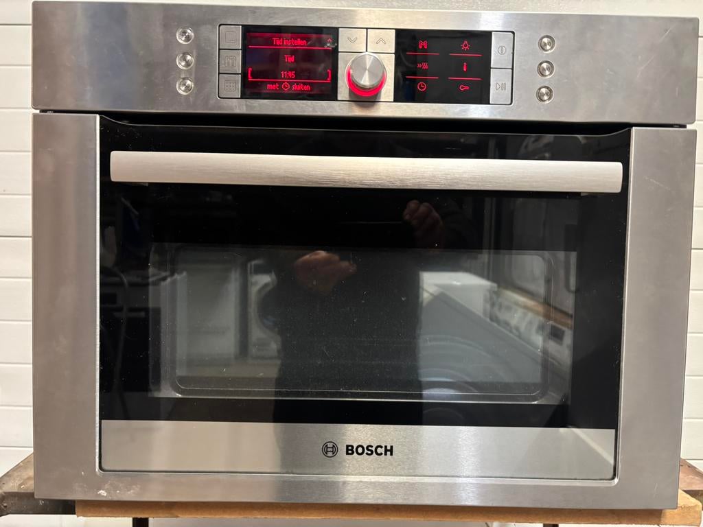 Luxe RVS Bosch combie Magnetron , met 3D hete lucht, Witgoed en Apparatuur, Ovens, 45 tot 60 cm, Hete lucht, Ophalen of Verzenden