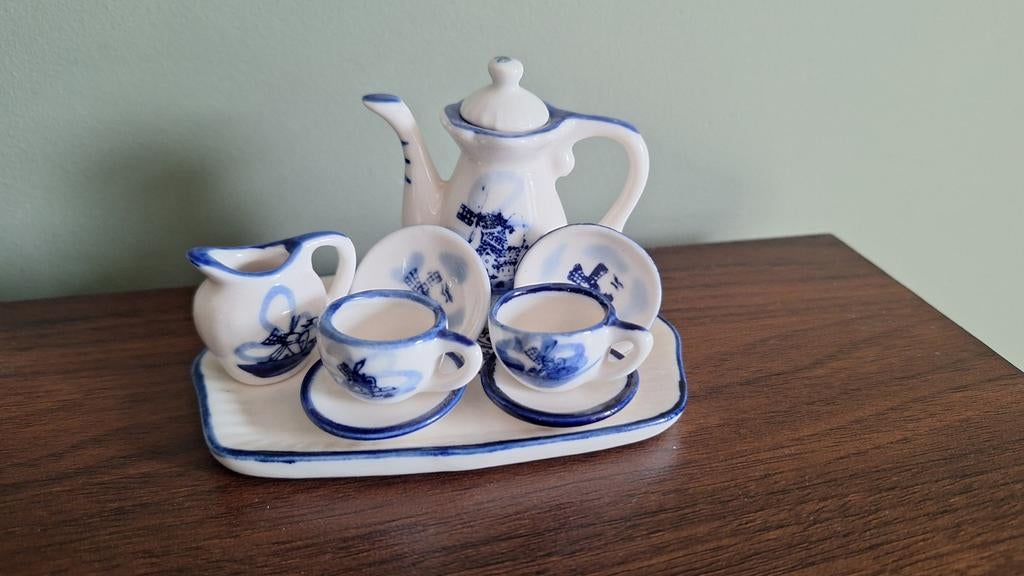 Miniatuur theeserviesje Delfts Blauw, Ophalen of Verzenden, Zo goed als nieuw
