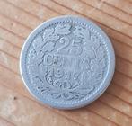 Nederland 25 cent 1917 (lot 7), Zilver, 25 cent, Ophalen of Verzenden, Koningin Wilhelmina