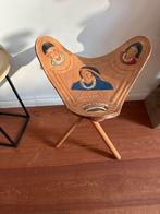 Vintage Driepoot Krukje met Leren Zitting, Gebruikt, Bruin, Ophalen of Verzenden, Eén