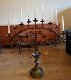 Zeldzame, prachtige 9 arms koperen kandelaar, Ophalen of Verzenden, Koper of Brons