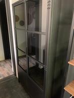 Stalen Industriële vitrinekast zwart 100 x 40 x 180, Ophalen, Met deur(en), 50 tot 100 cm, Zo goed als nieuw
