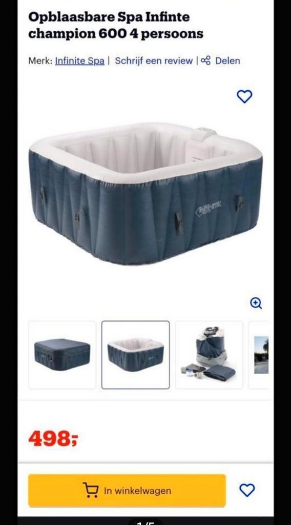 spa infinite champion 4 pers met verpakking &onderhoudssetje, Tuin en Terras, Bubbelbaden en Hottubs, Zo goed als nieuw, Afdekzeil