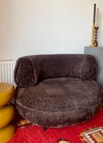 Luxe design fauteuil - donkerbruin velours, Huis en Inrichting, Fauteuils, Ophalen, Zo goed als nieuw, Stof