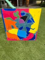 Mooi kleurrijk schilderij 100 cm x 100 cm, Antiek en Kunst, Verzenden