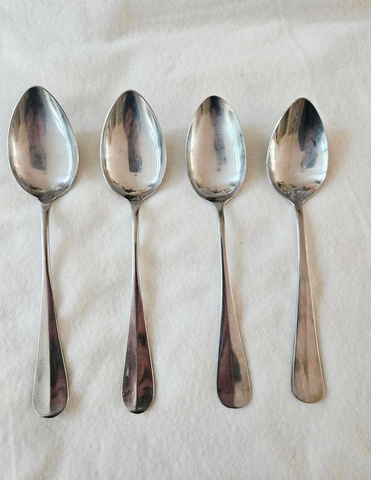 4 dinerlepels RVS Hollands Glad, Antiek en Kunst, Antiek | Bestek, Ophalen of Verzenden