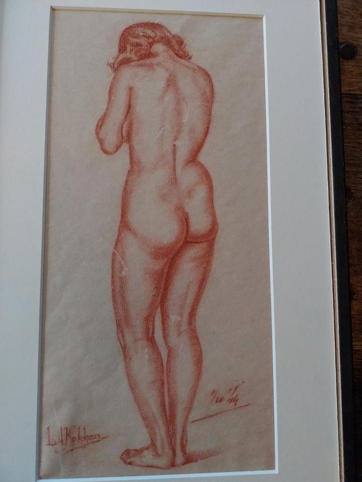 Naakt op de rug gezien..L.Kokken 1919-1999, Antiek en Kunst, Kunst | Tekeningen en Foto's, Ophalen of Verzenden